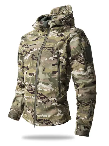 Lurker Shark Skin Soft Shell Tactical Jacket Men Waterproof Fleece Hooded Coat Hunt Clothes Autumn New Outdoor Camouflage Jacket