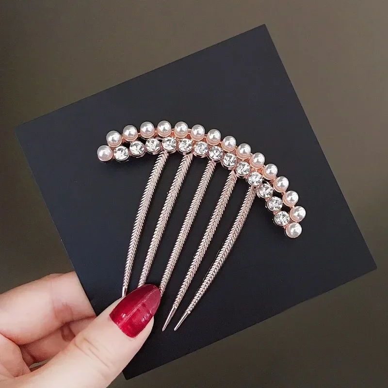 Elegant Zircon Hair Combs Women Luxury Pearl Crystal Hairpin Clips Rhinestone Wedding Bridal Hairclaw Jewelry Accessories Gifts