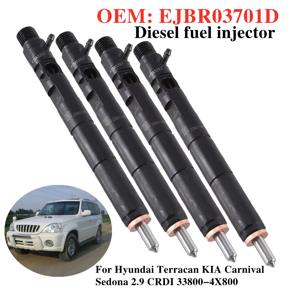 1PC Diesel Fuel Injector for Hyundai Terracan KIA Carnival Sedona EJBR03701D 2.9 CRDI 33800-4X800 Equipment Fit