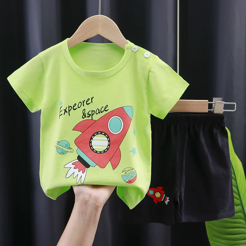 2022 New Summer Infants Clothes Short Sleeve T-shirt+shorts 2-piece For Baby Boys Girls Kids Outfit Children\'s Clothing Sets