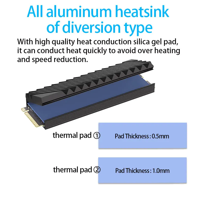 M.2 SSD NVMe Heat Sink M2 2280 Solid State Hard Disk Aluminum Heatsink Gasket with Thermal Silicone Pad PC Accessories - view 5