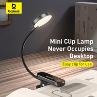 Baseus Portable Desk Lamp LED Mini Clip USB Rechargeable Table Lamp Stepless Dimming for Laptop Reading Bedside Soft Night Light