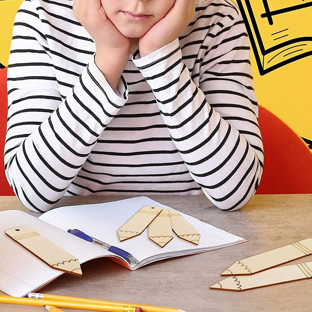 

20Pcs Wood Bookmarks Pencil Shaped Unfinished DIY Craft Blank Wooden Bookmarks for Reading Decoration DIY Blank Bookmark