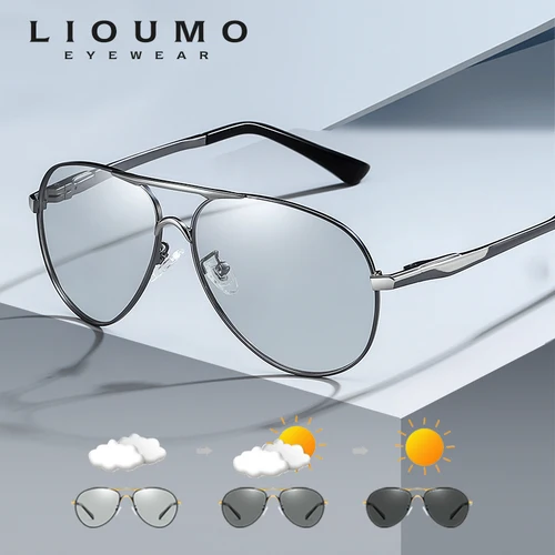 Imagen 1 del producto LIOUMO-gafas de sol polarizadas fotocromáticas para hombre y mujer, lentes de aviación con decoloración para conducir, sonnenbrille herren