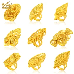 ANIID Ethiopia Arab Dubai Gold Color Long Rings For Women Resizable Wedding Jewelry African Party Gift Nigerian Big Jewellery