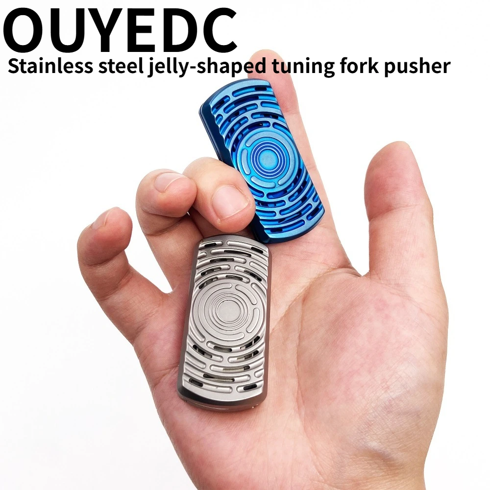 OUYEDC Jelly Version Q-bouncy Tuning Fork Stainless Steel Direct Drive Magnetic Fingertip Card Push Desktop Decompression Toy