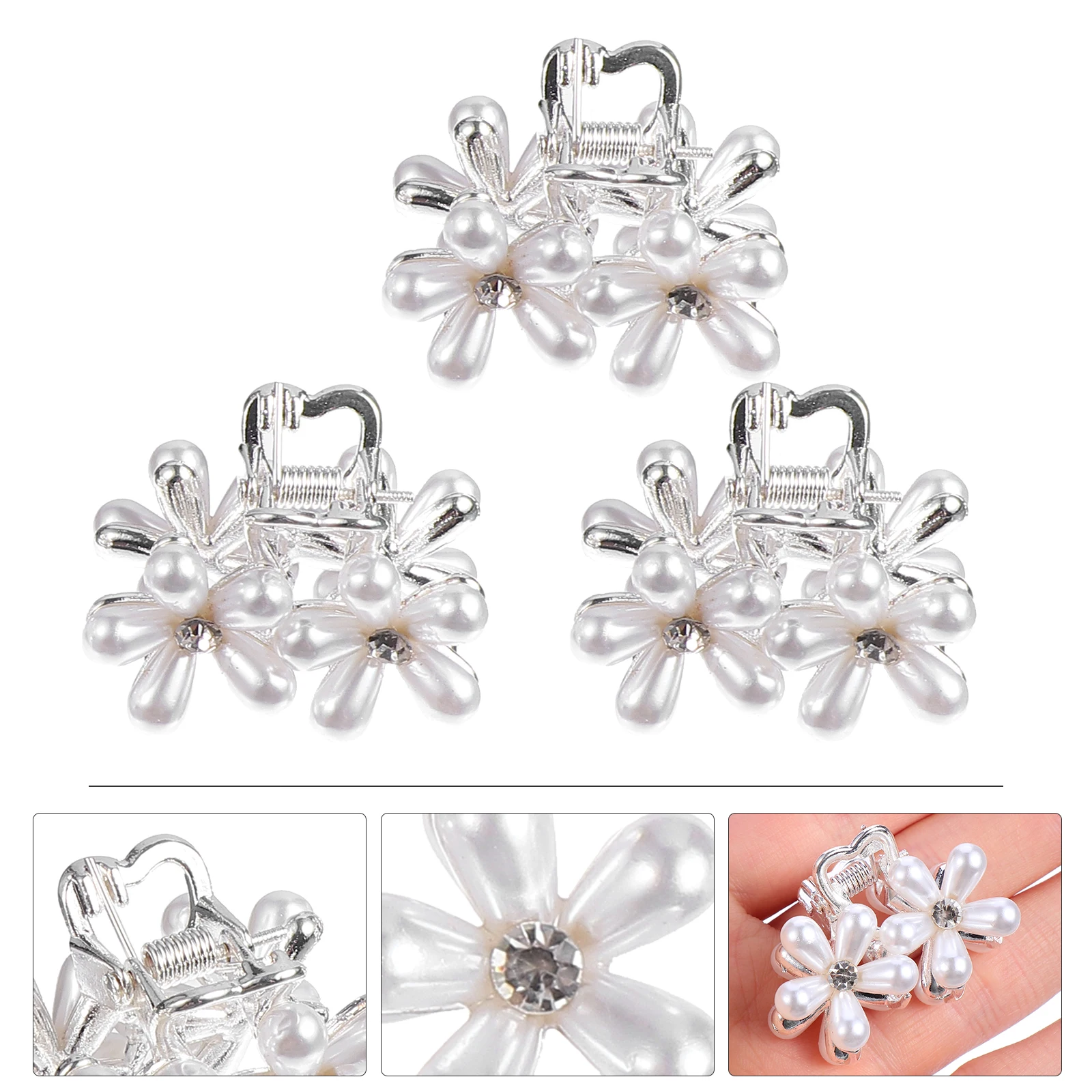 

3pcs Pearl Hair Accessories Alloy Claw Girls Hairpin Accessories Silver Color Hair Clip Durable Women Hairstyle Tool
