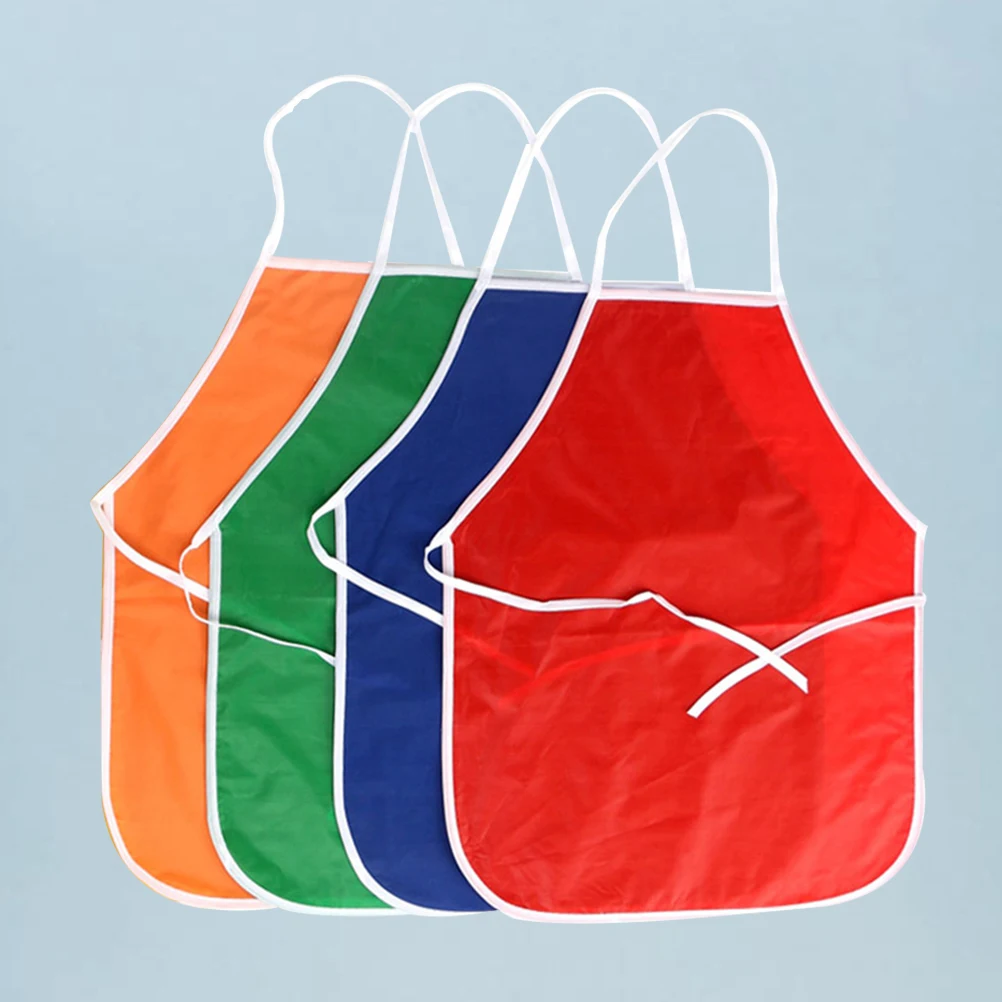 

4pcs Waterproof Painting Aprons for Kids Cartoon Non sleeved Toddler Smocks Quick Dry Art Craft Supplies
