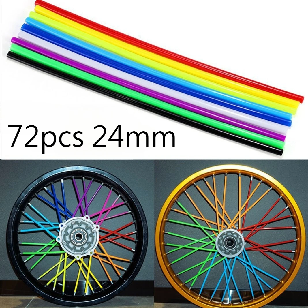 

72pcs 24mm Motorcycle Dirt Pit Bike Off-Road Rim Spoke Wrap DUKE EXC YZR KLX CRF Bicycle Spoke Protector Wire Sleeve Decoration
