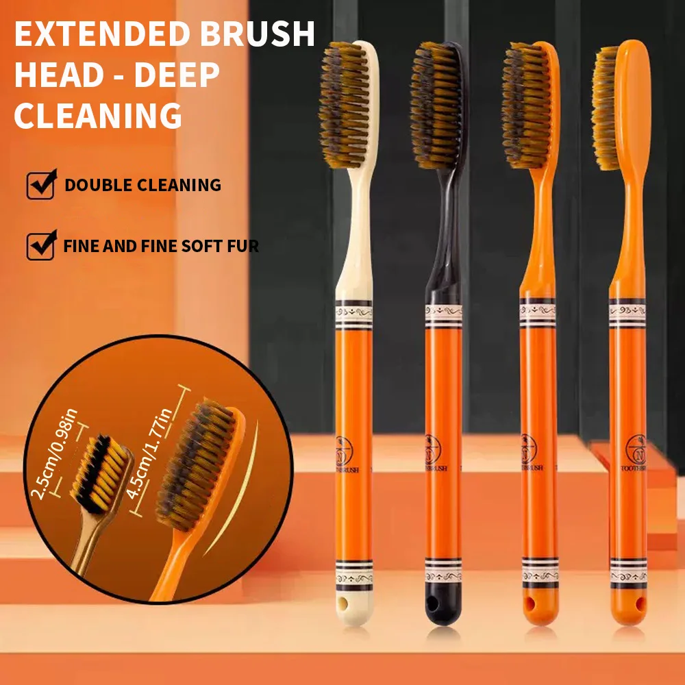 Orange Big Head Toothbrush - Efficient Oral Cleaning - Medium Soft Hair Long Head Toothbrush - Adult Household Toothbrush - Busi