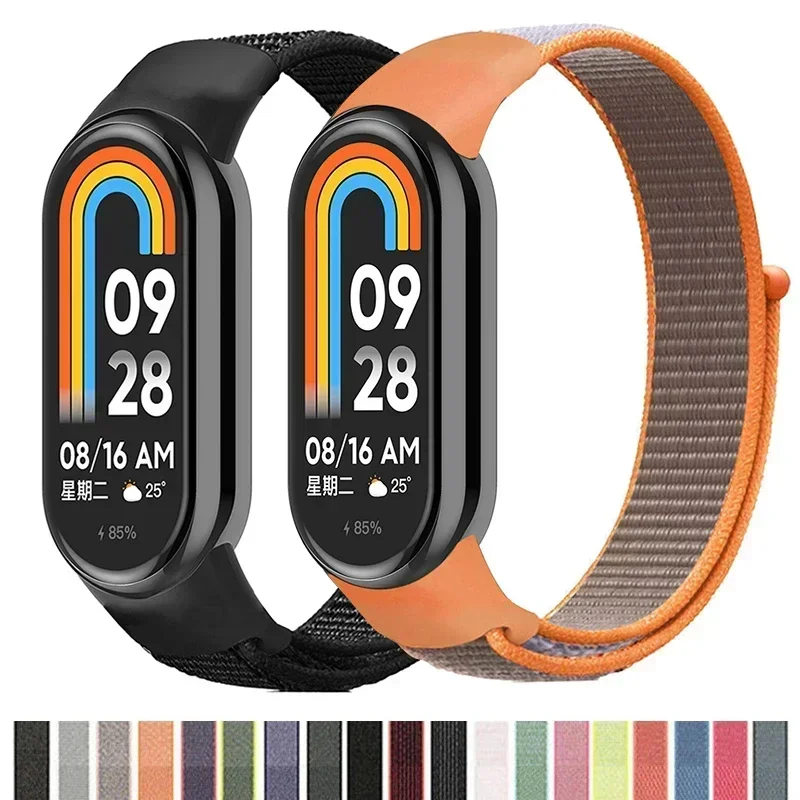 Nylon Loop Strap For xiaomi Mi Band 8 7 6 5 4 3 Bracelet SmartWatch Wristband Replacement sport pulsera watchband Miband 8 NFC