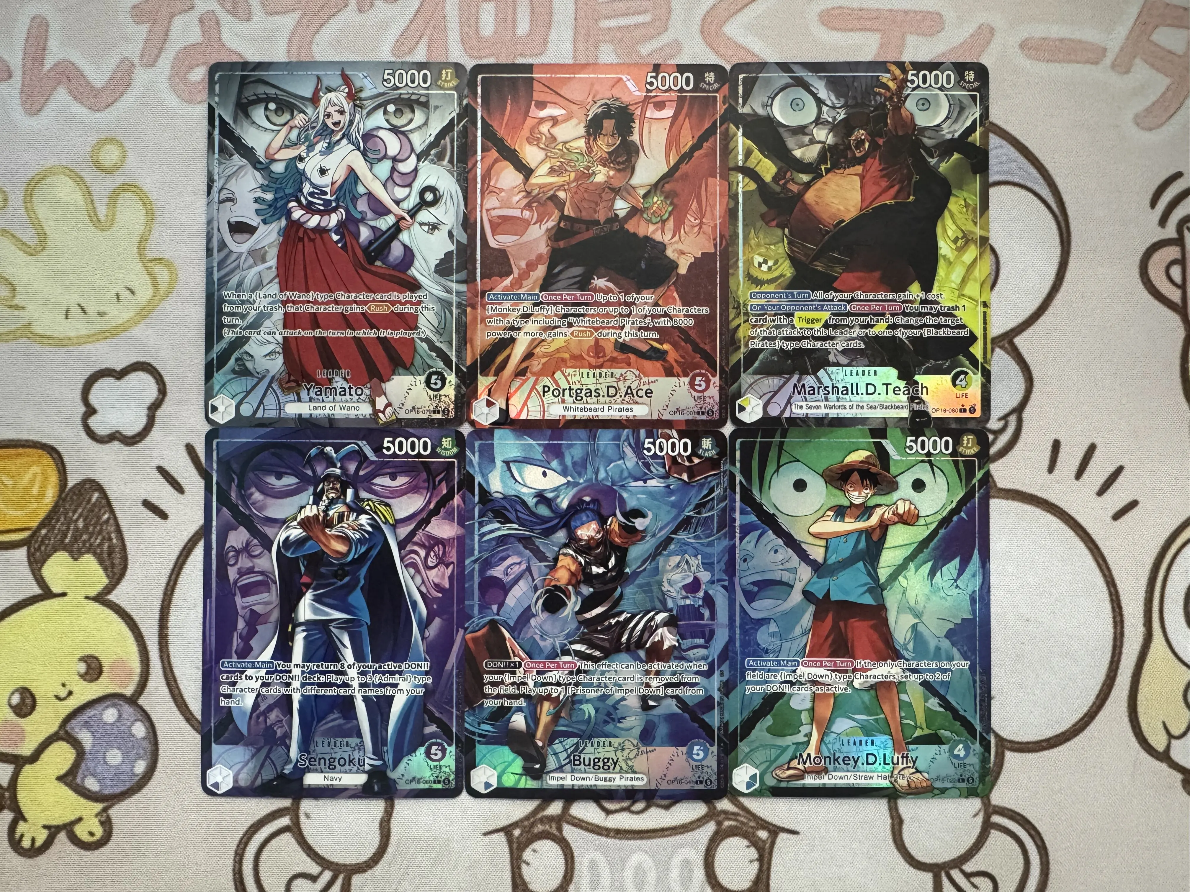 6 pieces DIY OPCG One Piece Collection Card Flash Craft Warring States Yamato Luffy Ace Clown Blackbeard Anime Collection Card