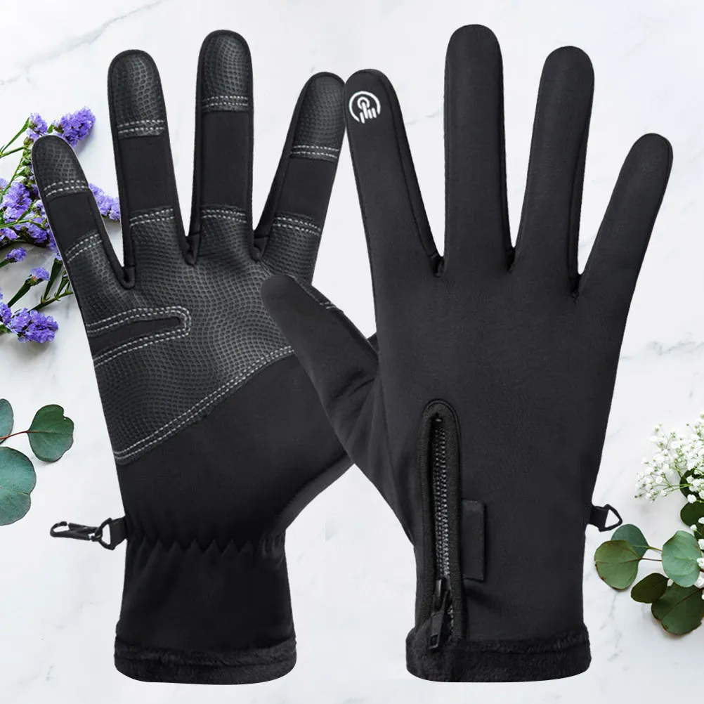 

1 пара водонепроницаемых зимних перчаток для езды на велосипеде, ветрозащитные перчатки для горного велосипеда, противоскользящие мужские перчатки черного цвета