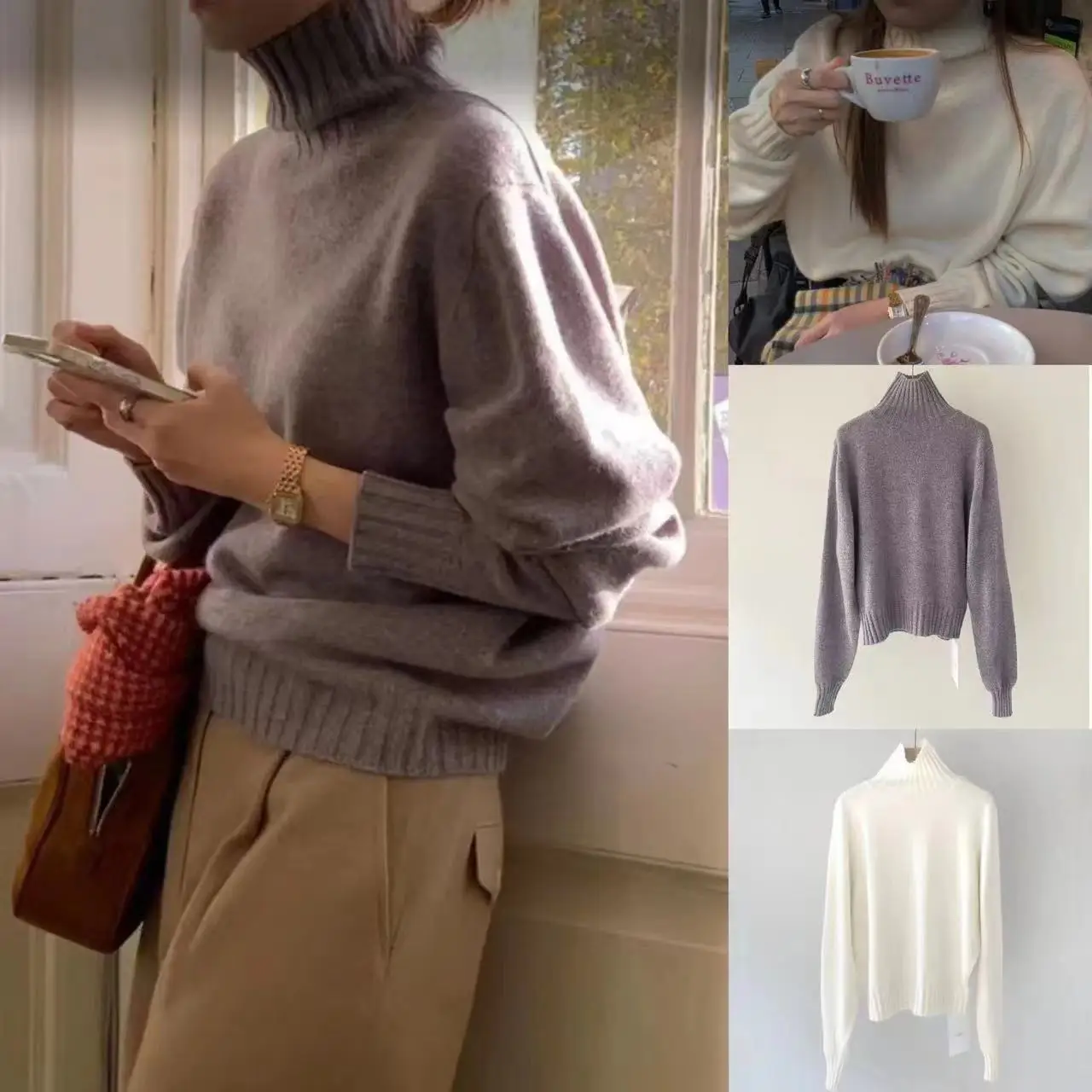 

Lerobe Meina 2025 Осенний шерстяной топ, удобный мягкий вязаный свитер с высоким воротником, женский премиум-класса Faion Long Sve Crew...