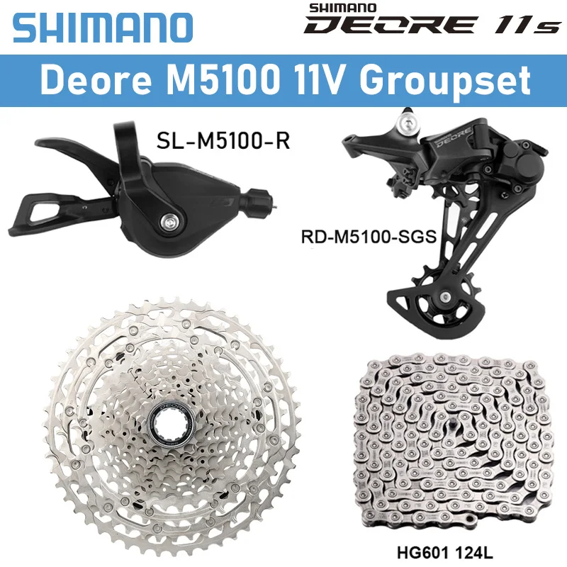 

SHIMANO DEORE M5100 11S Groupset MTB Shifter Rear Dearilleur 42T 51T Mountain Bike Cassette Chain Bicycle 11v Part