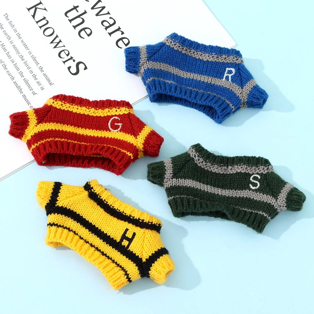 20CM Doll Clothes Kpop Fashion Tops Knitted Stripe Sweater Letter Decoration Woollen Sweater For Idol Dolls Accessories Kids Toy