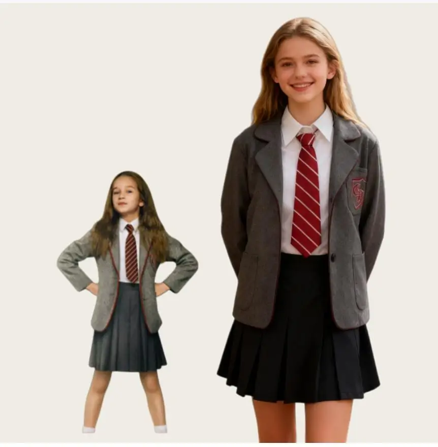 

Movie Matilda Cosplay Costume Full Set of Girls' Gray Campus Uniforms Dahls Matilda The Musical Costume Suit Kids Campus Stage