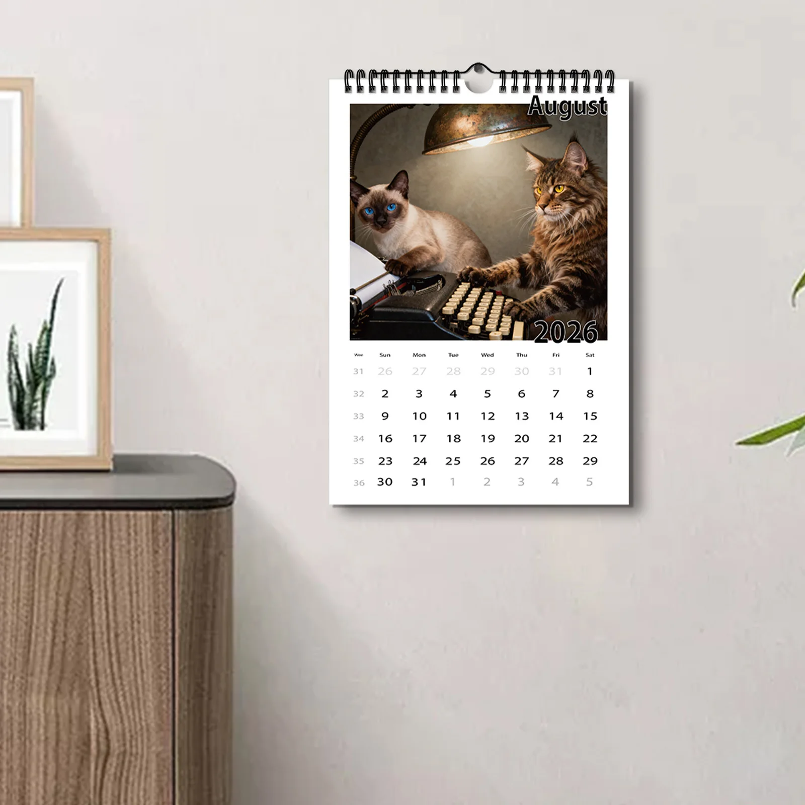 1 قطعة 2026 تقويم حائط A4، تقويم عيد الميلاد، مخطط شهري مع صور قطة لطيفة، مثالي للمعلم المنزلي للمكتب والمدرسة #6