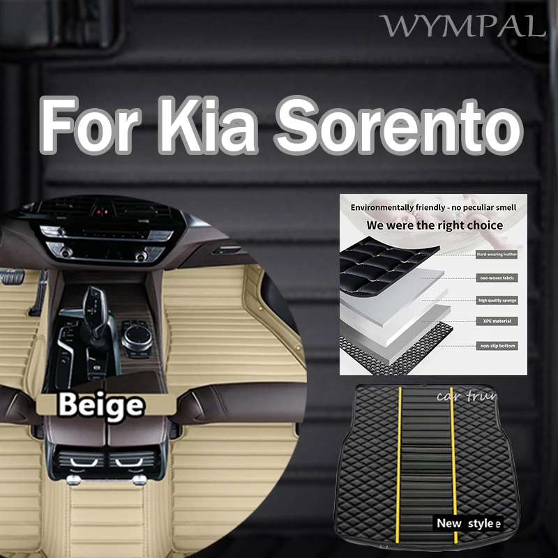

Luxury Car Floor Mats For Kia Sorento（Five Seats）2009 2010 2011 2012 Foot Pads Automobile Carpet Cover interior Custom mats