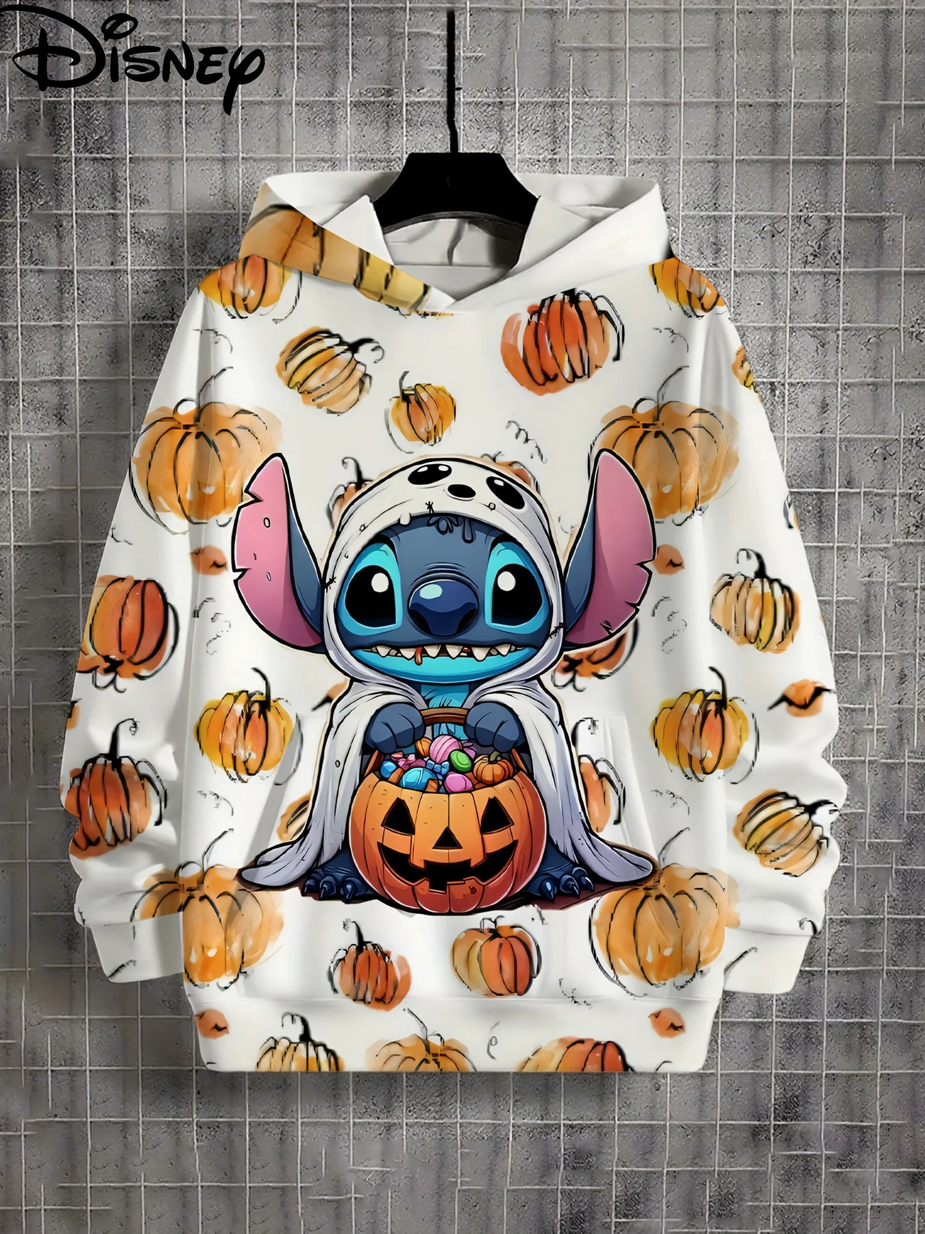 

Stitch Boys Girls Pocket Hooded Sweatshirt Stitch Design Full Print Fresh White Hooded Design Comfortable Suitable for Holiday