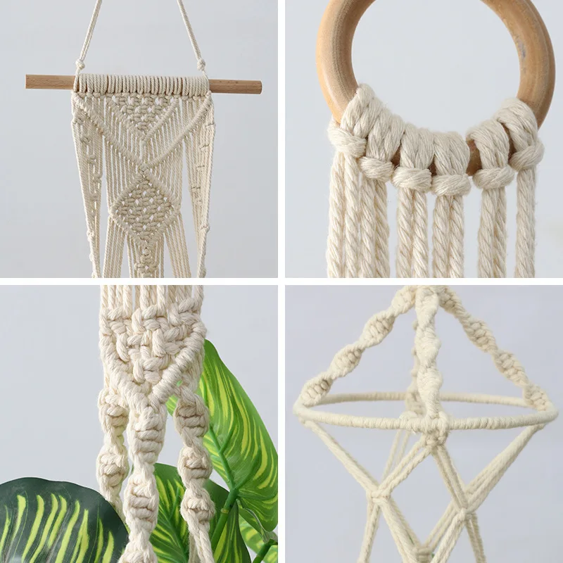 Tuinplant Hangende Mand Katoenen Touw Hanger Plant Bloemenmand Pot Plantenbak Hanger Handgemaakte Macrame Pot Pocket Home Decor 1pc