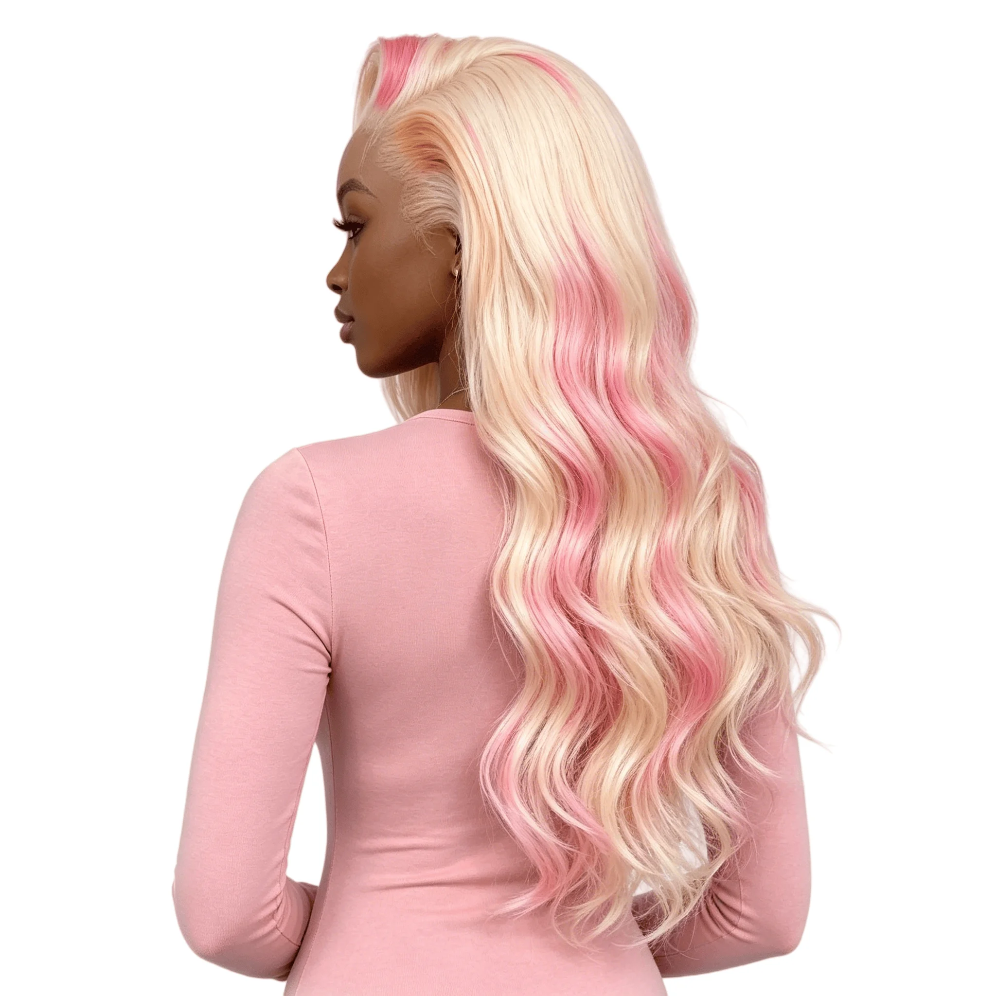 Ombre Balayage Pink/Blonde Body Wave 13x6 Lace Front Wigs Human Hair Pre Plucked 13x4 Transparent Lace Frontal Wig for Women
