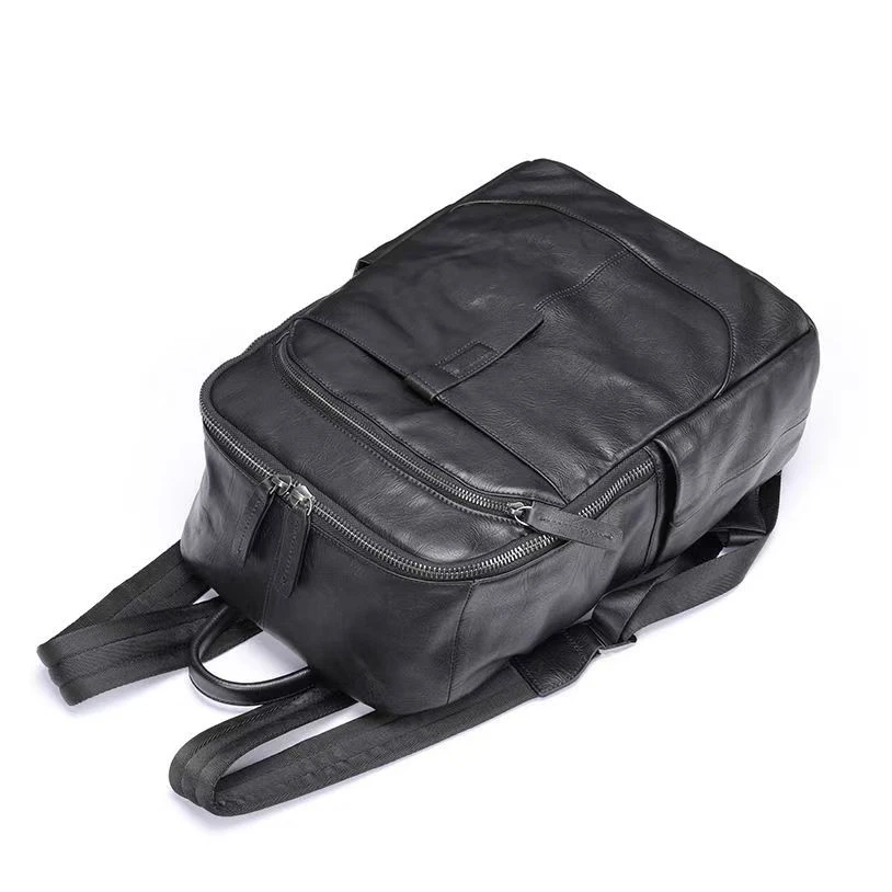 2027 New Fashion Brand Natural Cow Skin Genuine Leather Men's Backpack Large Capacity Shoolbag Boy Laptop Backpack Computer Bag