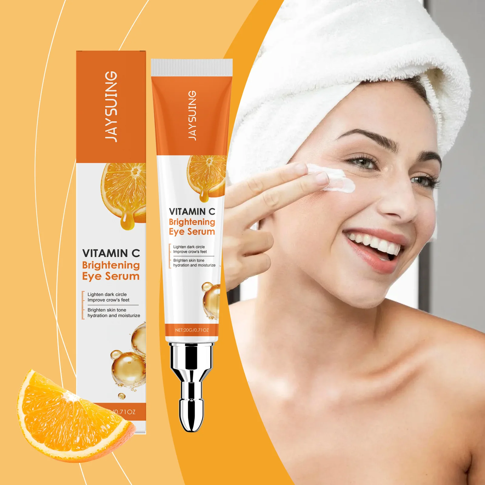 Vitamina C Eye Cream, Nutrir e hidratar a pele ao redor dos olhos, Cuidar de massagem suave e iluminadora