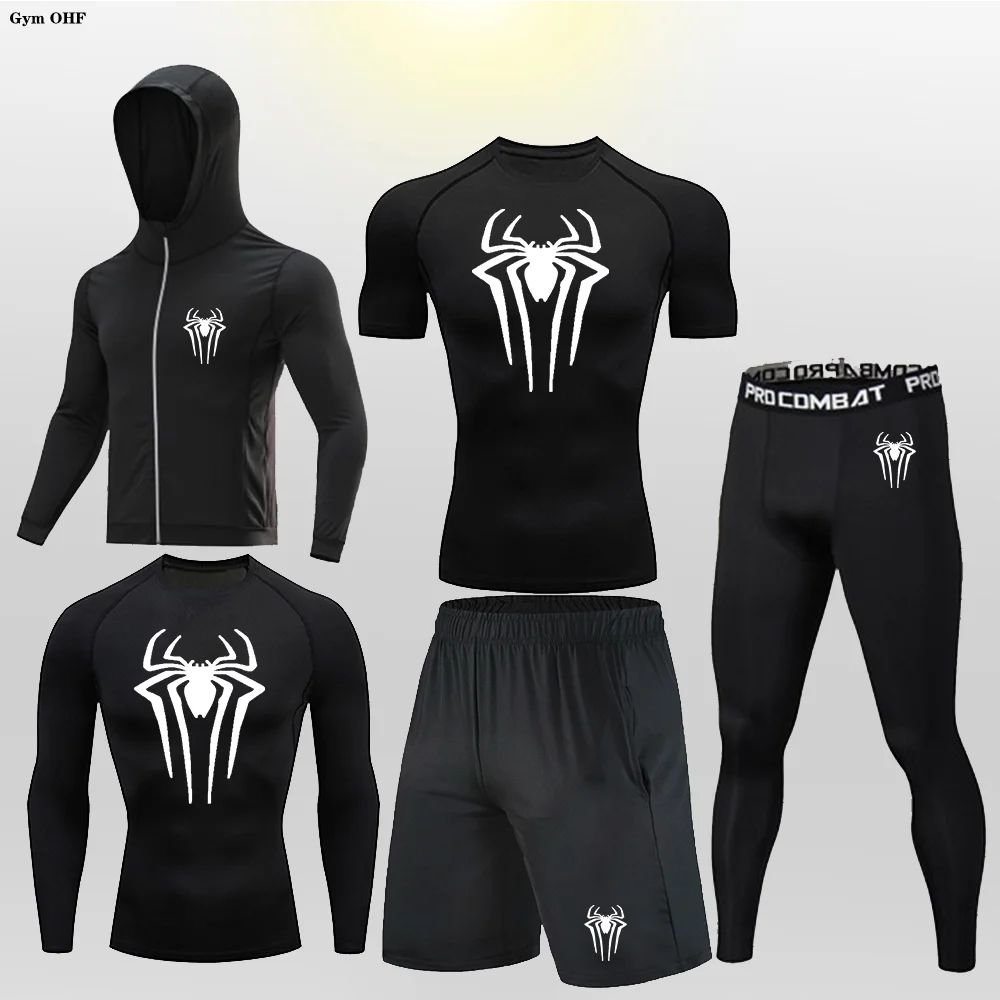 Men\'s Running and Sports Set Gym Fitness and Sports Fast Drying Clothes Men\'s Slow Running Tights Basketball Sports Clothes