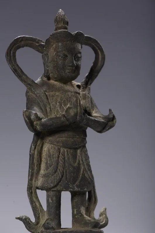 7.4''China Buddhism temple purple bronze God Dharma protector Veto weituo statue