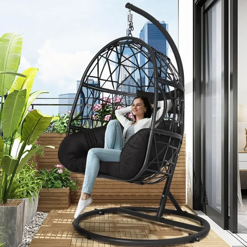 for Egg Chair with Stand Hammock Chairs with Stand Included Indoor Outdoor Hanging Egg Chairs with Cushions Swinging Chair