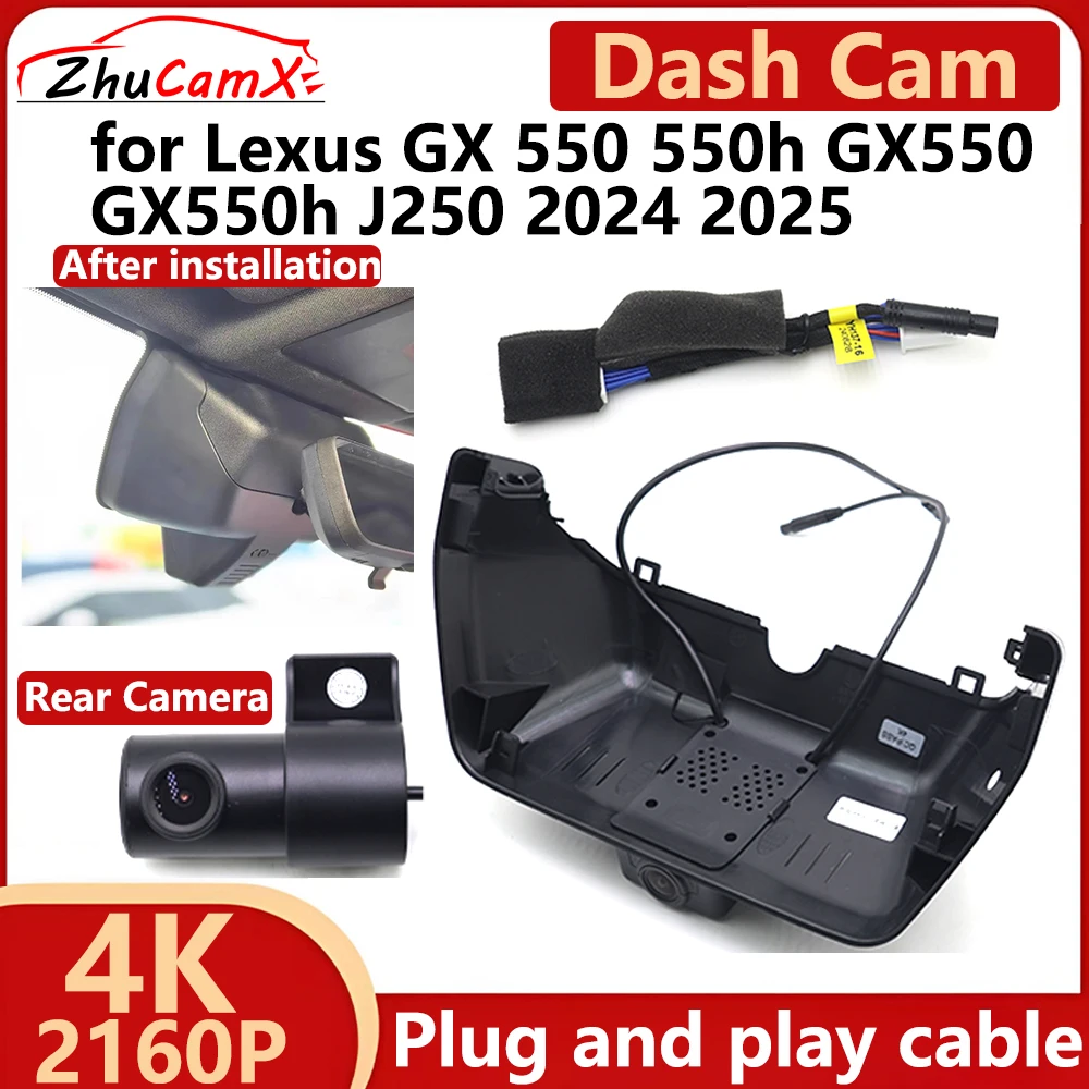 

ZhuCamX for Lexus GX 550 550h GX550 GX550h J250 2024 2025 4K 2160P Car DVR Dash Cam Camera Night Vision Recorder Plug and Play