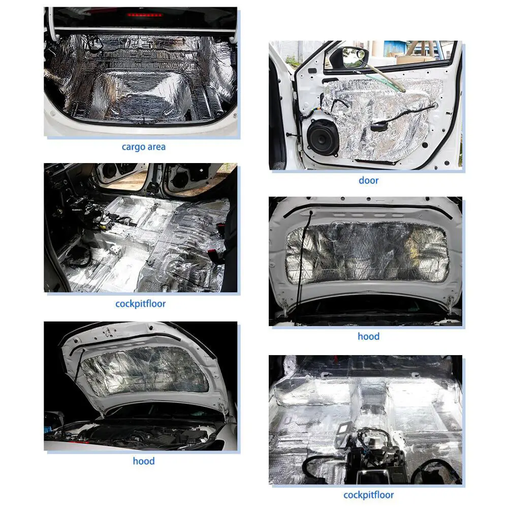 Car Door Sound Insulation Absorption Cotton Engine  Car Van Firewall Heat Shield Thermal Insulation Proofing 5mm Universal