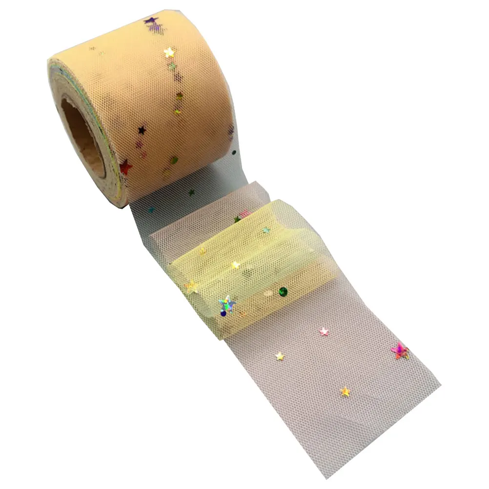 

Rainbow Gauze Ribbon 6Cm Wide Star Moon Sequins Diy Strap For Headdress Clothes Decor Light Yellow Handicraft Sewing Supply
