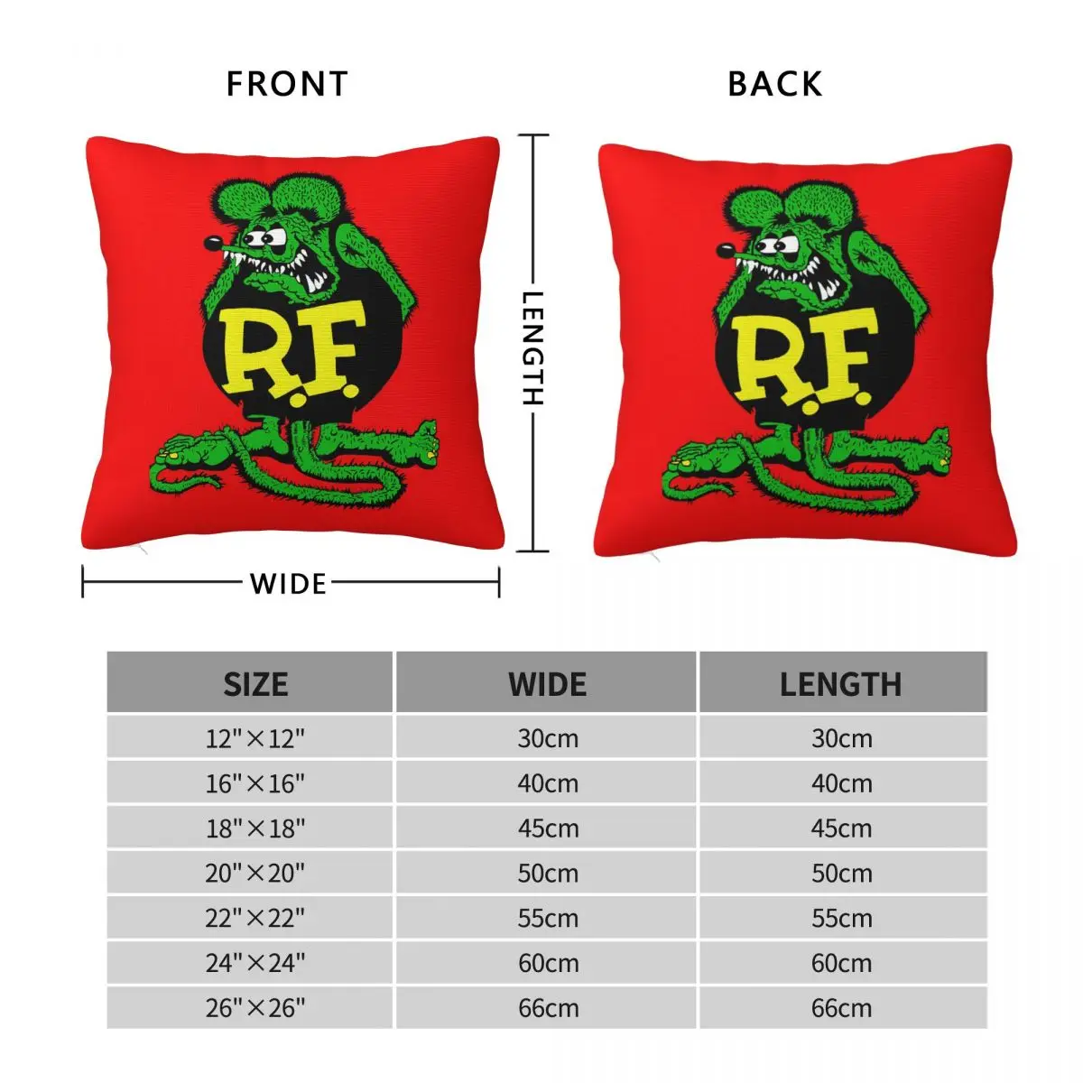 Anime Cartoon Rat Fink Square Pillowcase Pillow Cover Cushion Zip Decorative Comfort Throw Pillow for Home Bedroom