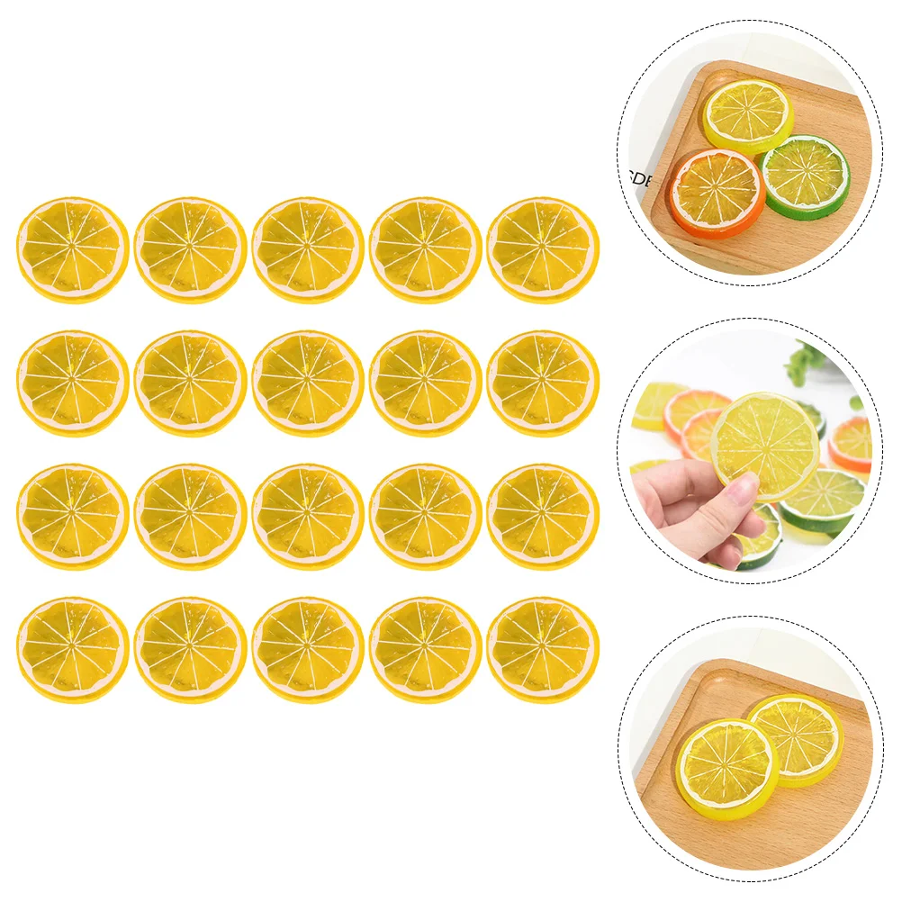 

Basket Display Filler Fruit Imitation Lemon Slice Fruits Kitchen Pretend Yellow Fake Lemons Slices