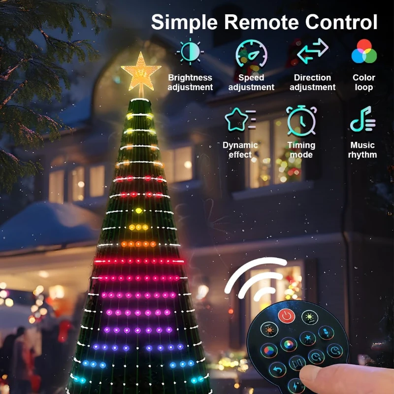 New Year's Eve Decorations 400LED Intelligent Christmas Tree Light DIY Animated Color Changing Light Christmas Decoration 2025