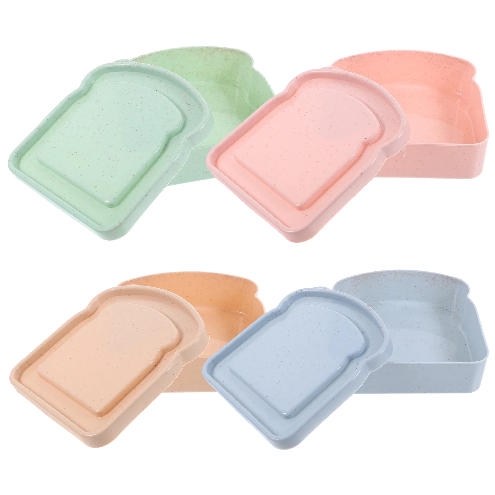 

4pcs Sandwich Boxes Food Containers Pink Beige Green Blue Portable Resistance Excellent Texture Secure Sealing