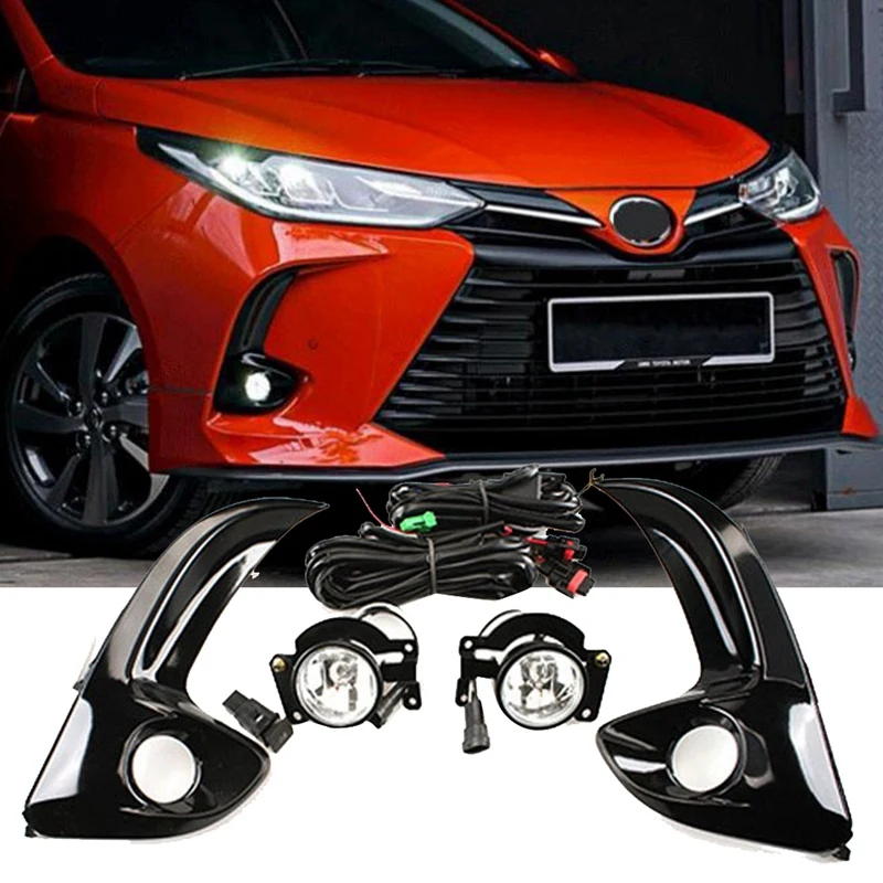 1 Set Front Bumper Halogen Fog Lamp Daytime Running Light Cable With Relay Assembly For Toyota Yaris Vios 2020-2023