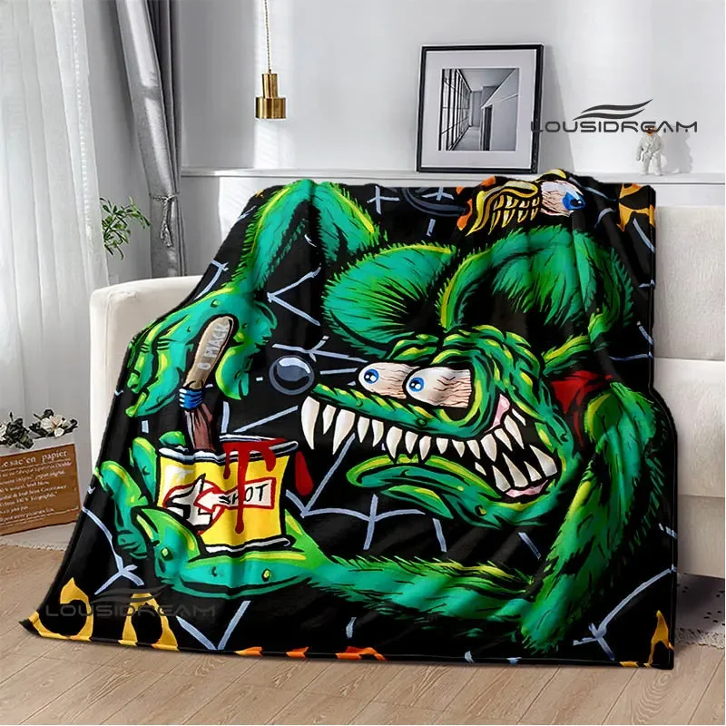 Tales of the Rat Fink Anime Blanket Picnic Blanket Flannel Soft and Comfortable Home Travel Blanket Birthday Gift Bed Blanket