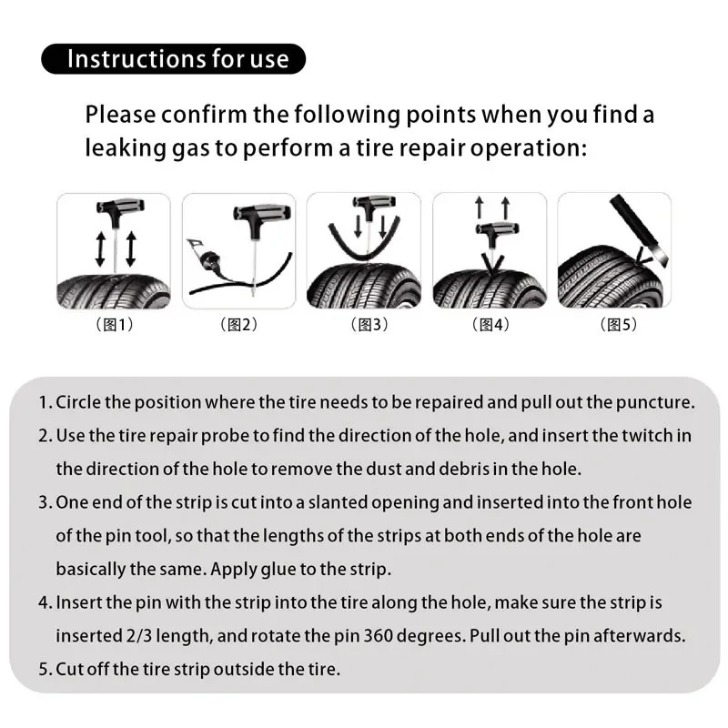 Car Tire Repair Tool Tire Repair Kit Studding Tool Set Auto Bike Tubeless Tire Tyre Puncture Plug Garage Tools with Rubber Strip