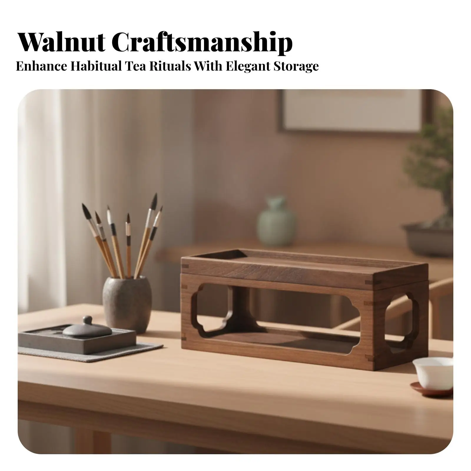 No Assembly Wooden Desk Storage Shelf Organizer Rack for Office Tea Table Counter Decor Functional Items