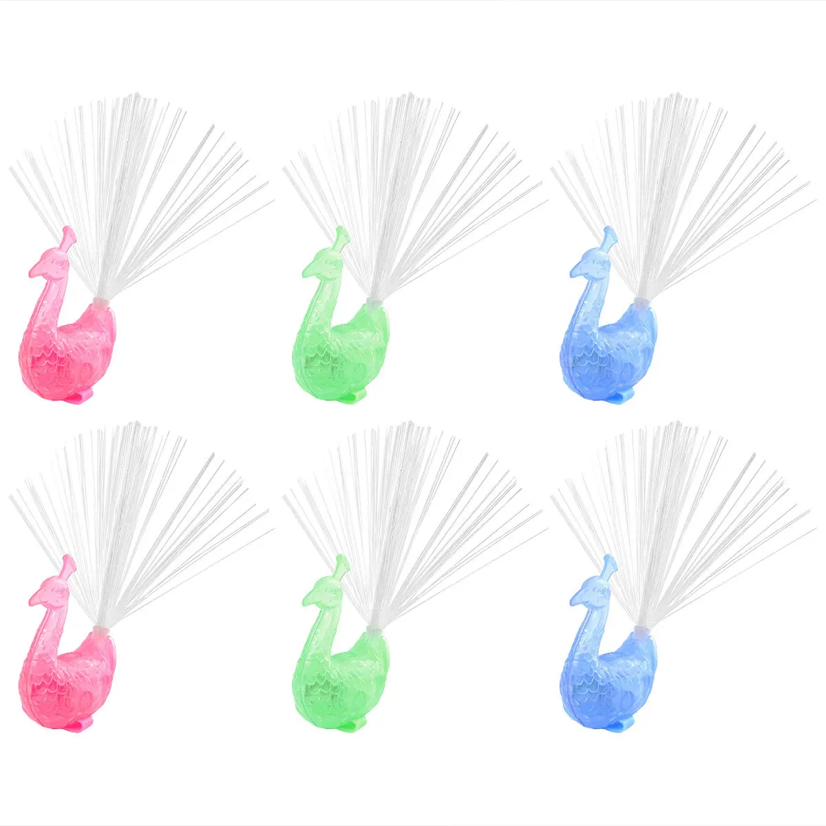 Lumières LED sur le thème du paon, 16 pièces, anneaux à couleur changeante en Fiber optique pour enfants, fournitures de fête, Festival, divertissement nocturne