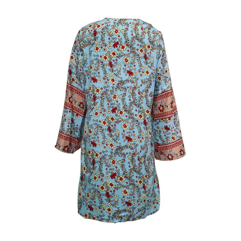 BAMBOOBOY Summer Beach Cardigan Vintage Holiday Shirt Bohemian Women Floral Printed Long Sleeve Blouse Kimono Tops Open Up Cover