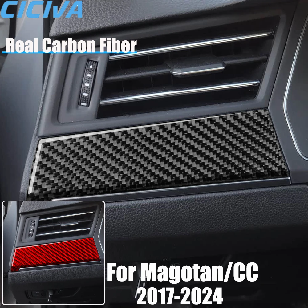 Real Carbon Fiber Car Accessories Driver Dashboard Trim Cover Soft Sticker For Volkswagen Magotan/CC 2017 2018 19 20 21 22 23 24