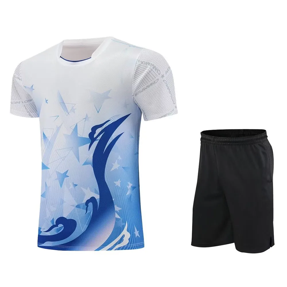 Quick Dry Table Tennis Clothes Sets for Men Women Kids 2024 New Fashion Print Short Sleeve Tennis Ping Pong Badminton Jersey Set