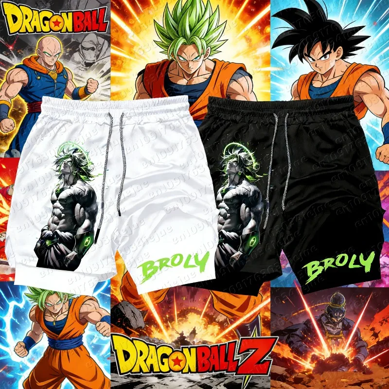 Dragon Ball Anime GOKU Peripheral Printed Double Layer Shorts 2026 Latest Spring and Summer Sports Men's Loose Breathable Pants