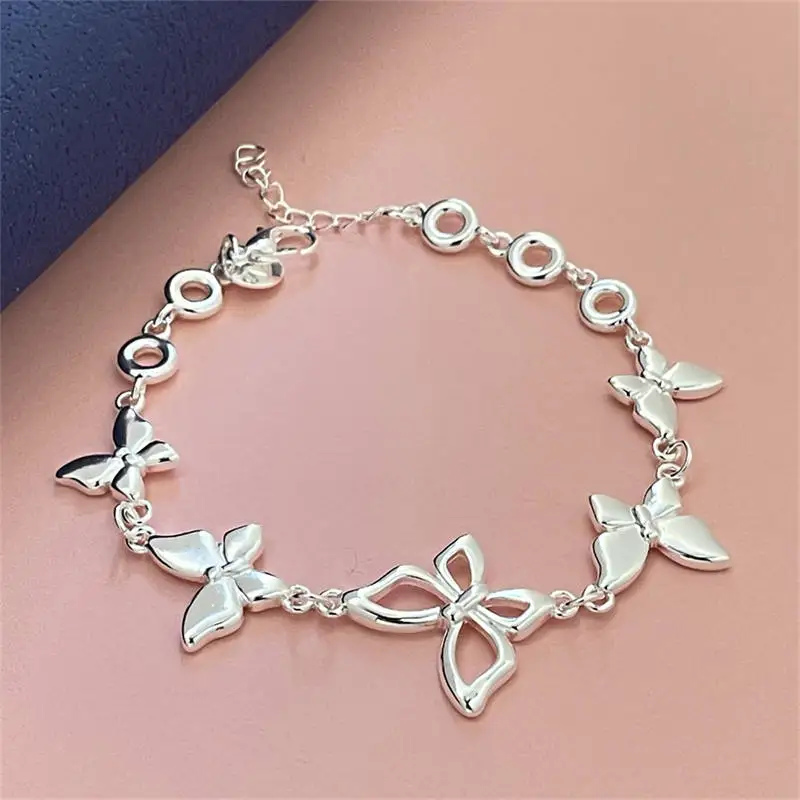 925 Sterling Silver Bracelet Cute Butterfly Bracelet Women's Engagement Distribution Jewelry Gift