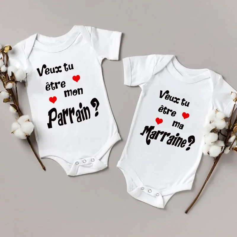 Would You Be My Godfather/godmother Baby Romper Ask for Godfather Baptism Clothes Summer Boys Girls Bodysuit Newborn  Outfits