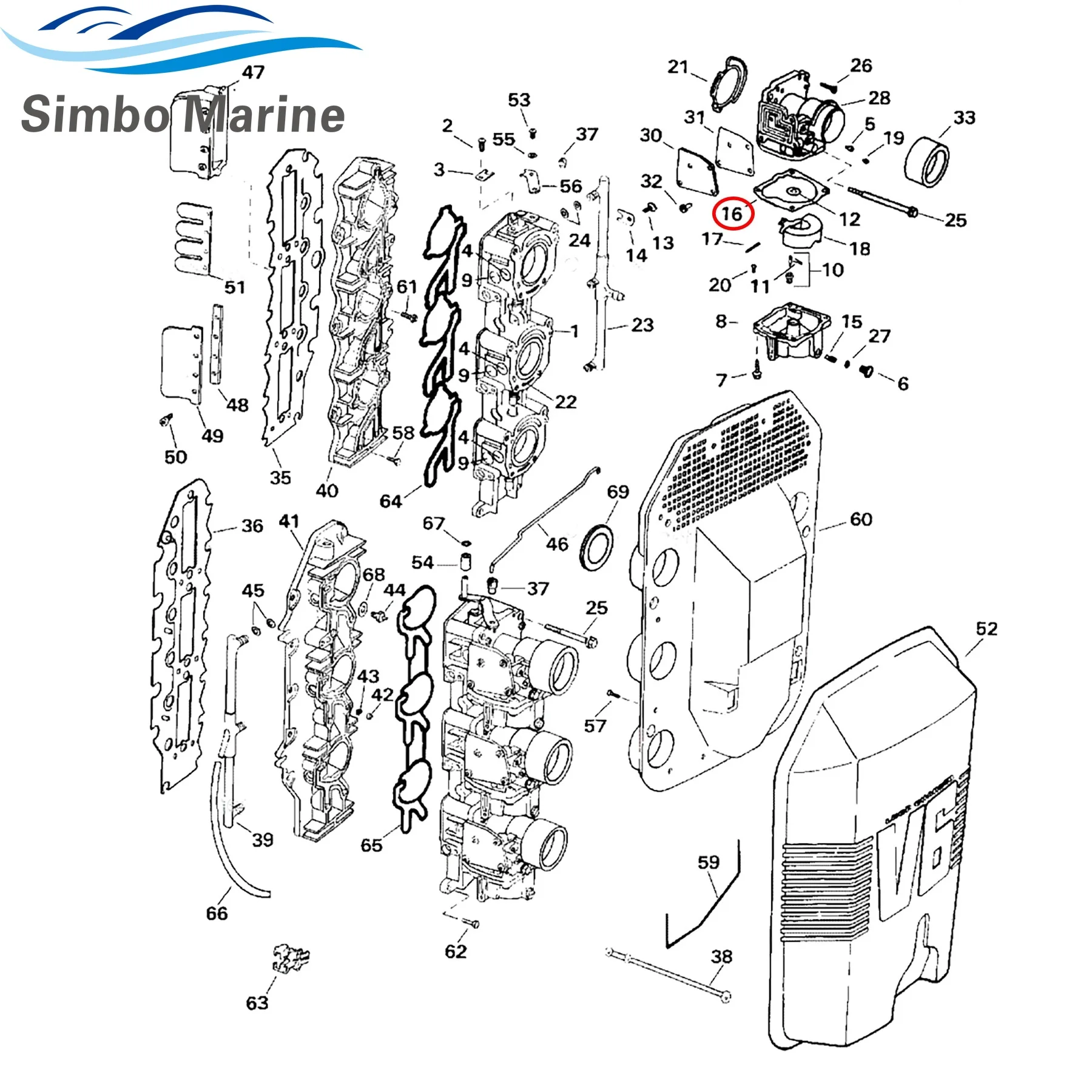 335070 4 Pcs Carburetor Float Bowl Chamber Gasket for Evinrude Johnson 60° V6 90 To 175 HP Motor 0335070